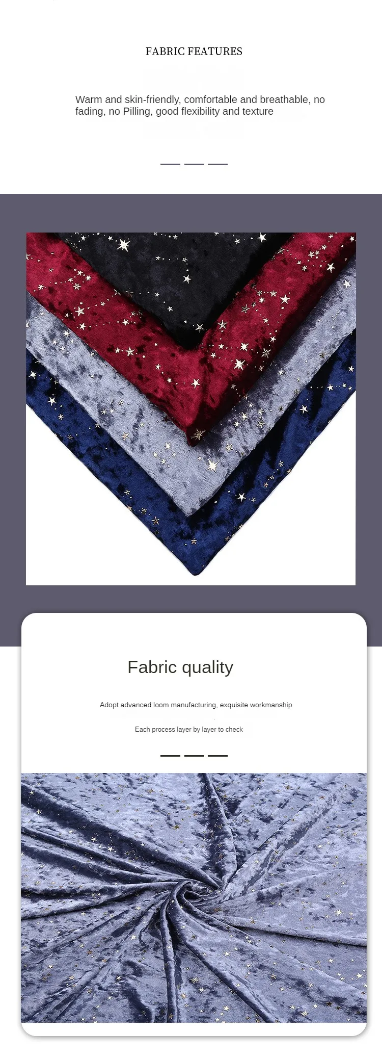 Bronzing Star Velvet Fabric By The Meter for Accessory Dress Pajamas Curtain Pillow Sofa Sewing Velour Cloth Stretch Warm Smooth