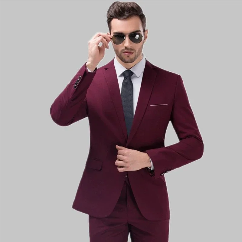 Elegant Men Suits 3 Pieces 2 Blazers Sets Wedding Jackets Vest Pants  Classic  2025 Formal Coats Korean Costumes