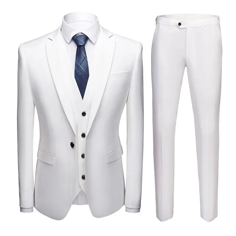 Elegant Men Suits 3 Pieces 2 Blazers Sets Wedding Jackets Vest Pants  Classic  2025 Formal Coats Korean Costumes