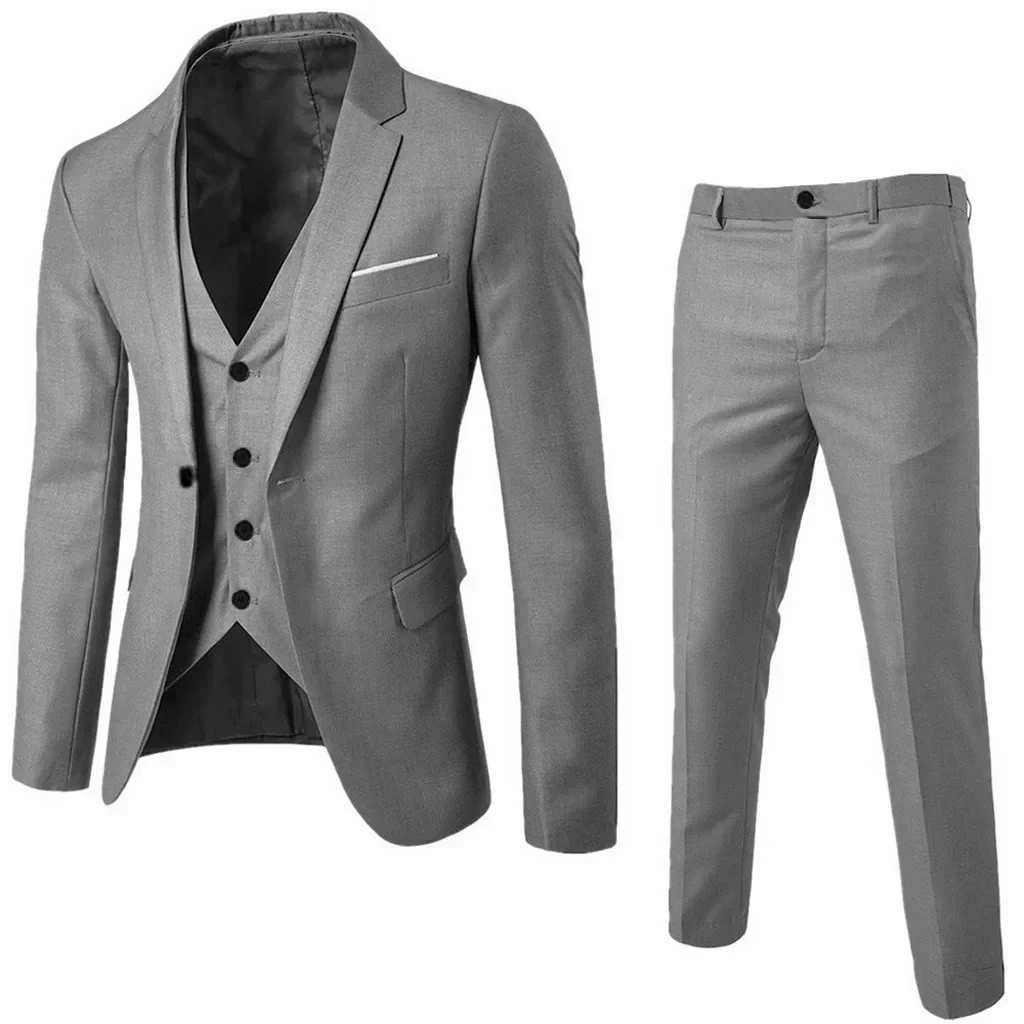 Elegant Men Suits 3 Pieces 2 Blazers Sets Wedding Jackets Vest Pants  Classic  2025 Formal Coats Korean Costumes