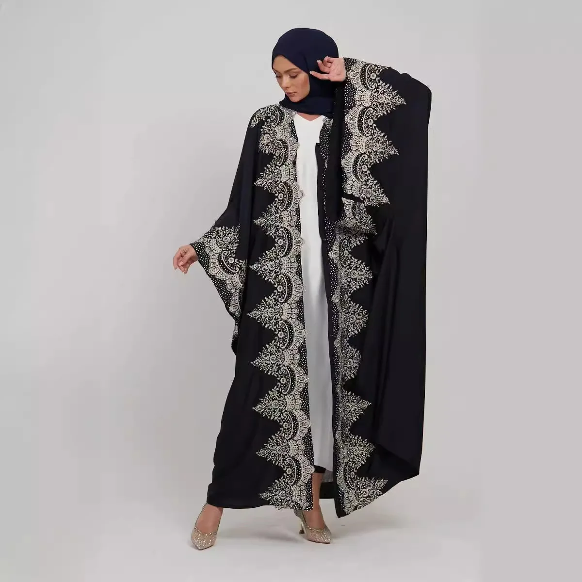 Ramadan Muslim Dress Luxury Dubai Open Abaya Women Turkey Kaftan Eid Kebaya Islam Clothing Caftan Marocain Femme Kimono Cardigan