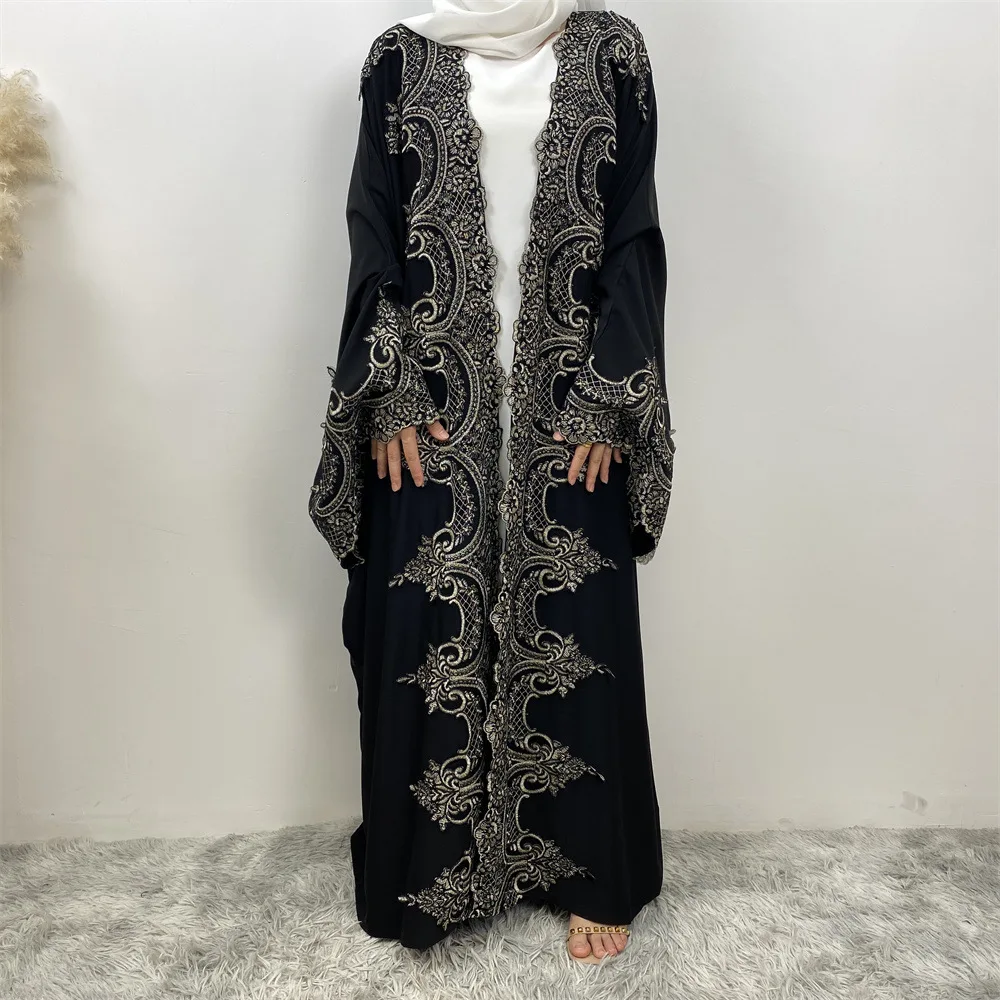 Ramadan Muslim Dress Luxury Dubai Open Abaya Women Turkey Kaftan Eid Kebaya Islam Clothing Caftan Marocain Femme Kimono Cardigan