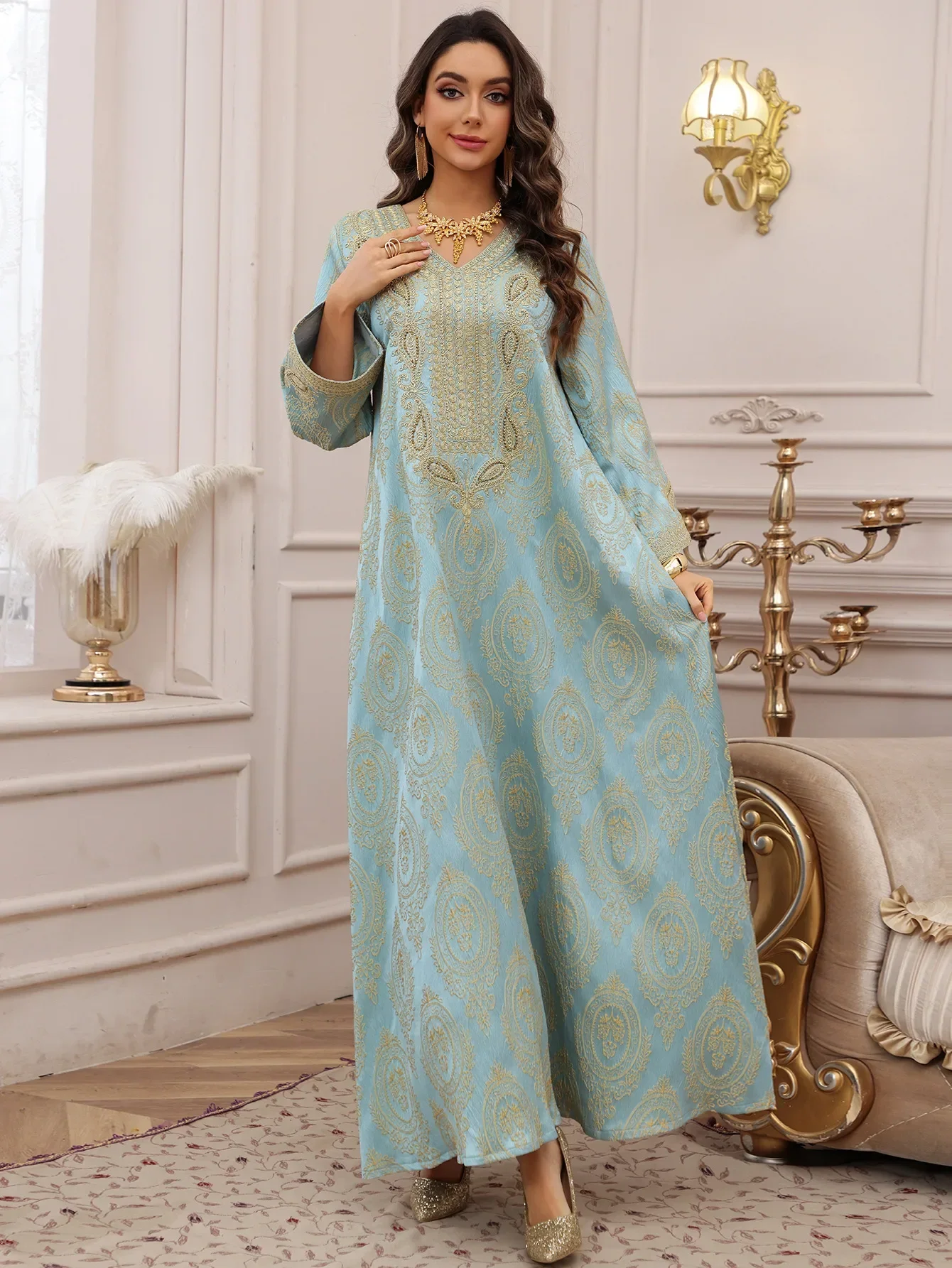 Eid Women Muslim Dress Jalabiya Abaya Dubai Vestidos Largos Party Caftan Ramadan Long Dresses Abayas Kaftan Arab Long Robe 2025