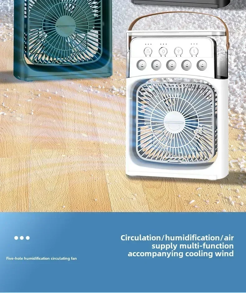 Portable air conditioning fan mini evaporative air cooler with 7 color LED lights 1/2/3 hour timer 3 wind speeds and 3 spray mod