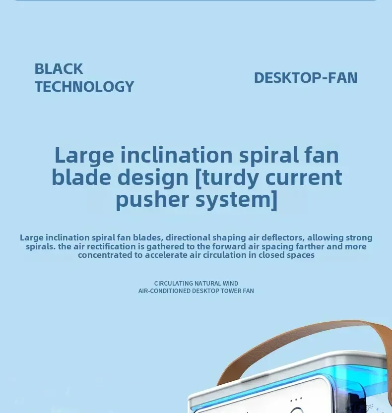 Portable air conditioning fan mini evaporative air cooler with 7 color LED lights 1/2/3 hour timer 3 wind speeds and 3 spray mod