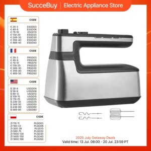 VEVOR Cordless Electric Hand Mixer 100W Continuously Variable Electric Handheld Mixer with Turbo Boost Beaters Dough Storage Bag