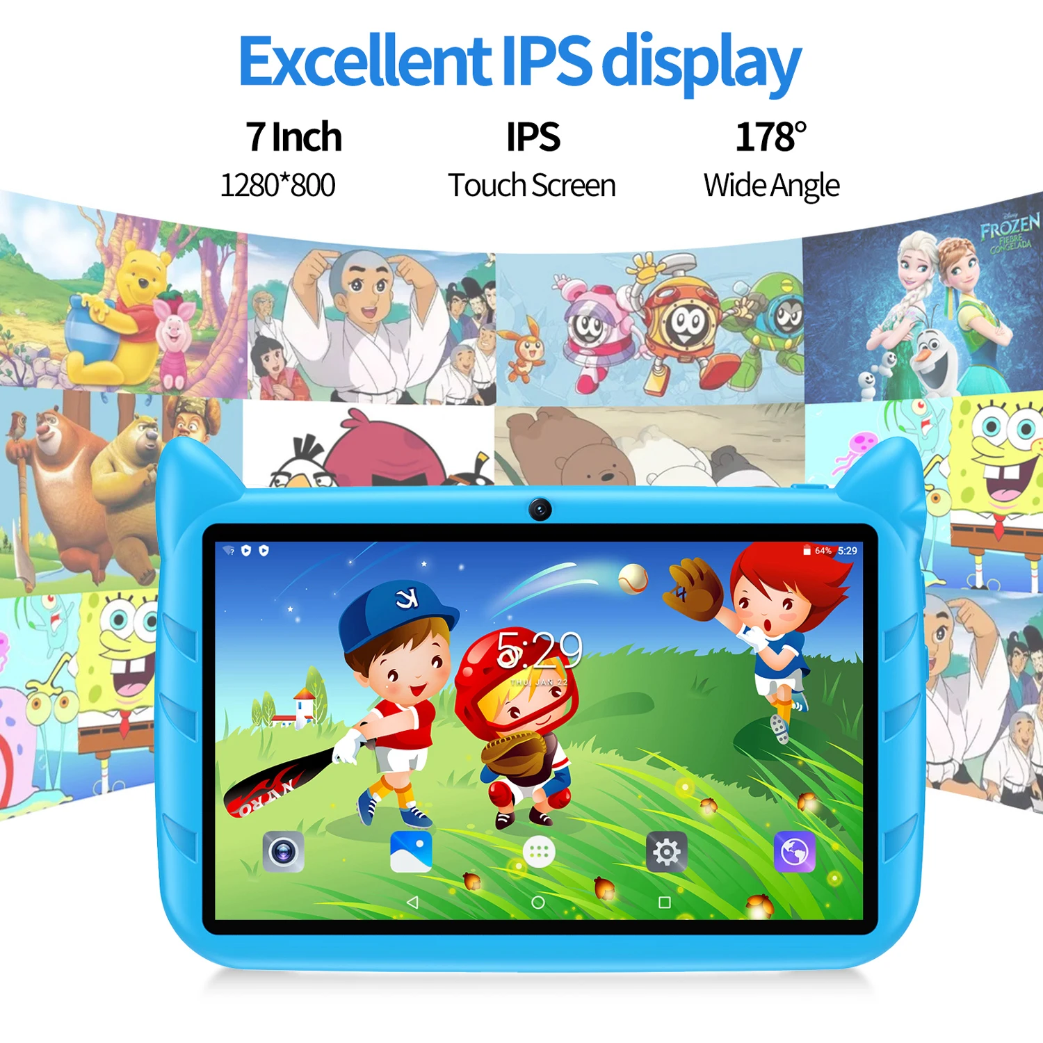 New 7 Inch Global Version 5G WiFi Kids Tablets Quad Core Android Learning Education Tablet PC 4GB RAM 64GB ROM Children's Gifts