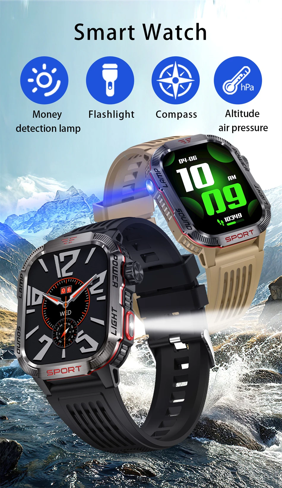 New For Huawei Xiaomi Military GPS Smart Watch Men Flashlight Compass Waterproof Outdoor Sport Tracker Bluetooth Call Smartwatch New For Huawei Xiaomi Military GPS Smart Watch Men Flashlight Compass Waterproof Outdoor Sport Tracker Bluetooth Call Smartwatch