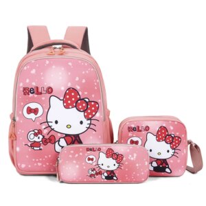 Cute Sanrio Hello Kitty Melody Backpack Set for Girls 3 Piece Pupil School Bag Pencil Case for Kids 6 12 Years Cartoon