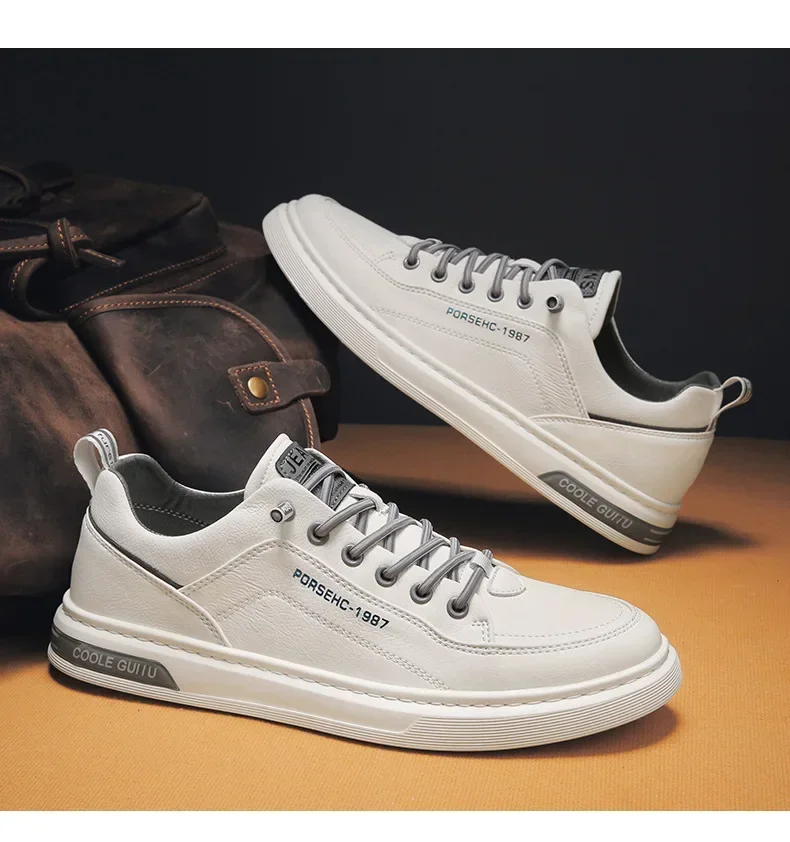 2025 New Trendy Versatile Cloth Shoes Men's Spring New Breathable White Shoes Men's Sports and Leisure Board Shoes Trendy Shoes