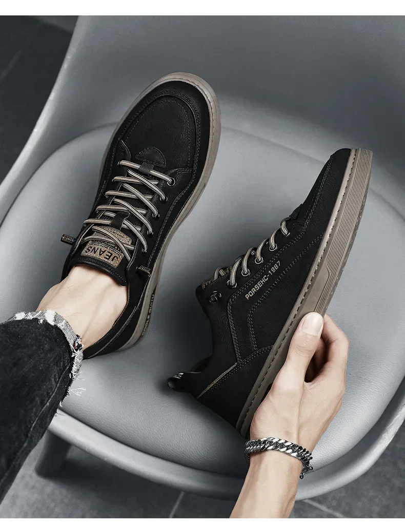 2025 New Trendy Versatile Cloth Shoes Men's Spring New Breathable White Shoes Men's Sports and Leisure Board Shoes Trendy Shoes