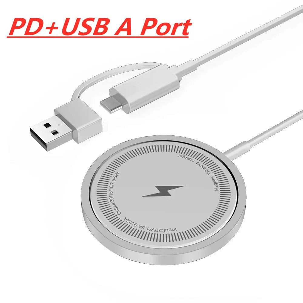 Magnetic Wireless Charger Fast Charging Pad Stand for iPhone 16 15 14 13 12Pro Max Airpods PD USB A Phone Chargers Dock Station Magnetic Wireless Charger Fast Charging Pad Stand for iPhone 16 15 14 13 12Pro Max Airpods PD USB A Phone Chargers Dock Station