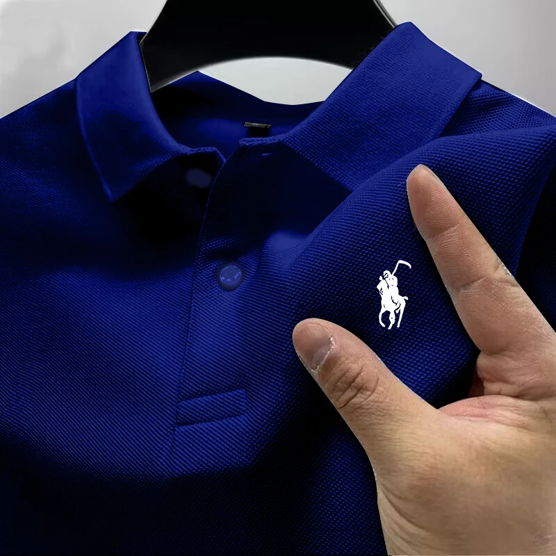 2025 New High Quality Men Cotton Short Sleeve T-Shirt Summer Luxury Brand Street Trend Leisure Business Polo Shirt