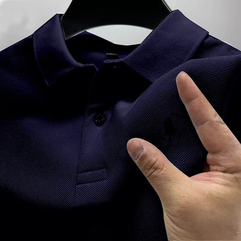 2025 New High Quality Men Cotton Short Sleeve T-Shirt Summer Luxury Brand Street Trend Leisure Business Polo Shirt