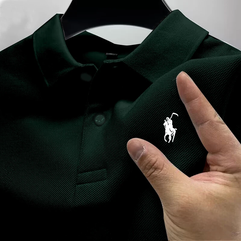 2025 New High Quality Men Cotton Short Sleeve T-Shirt Summer Luxury Brand Street Trend Leisure Business Polo Shirt