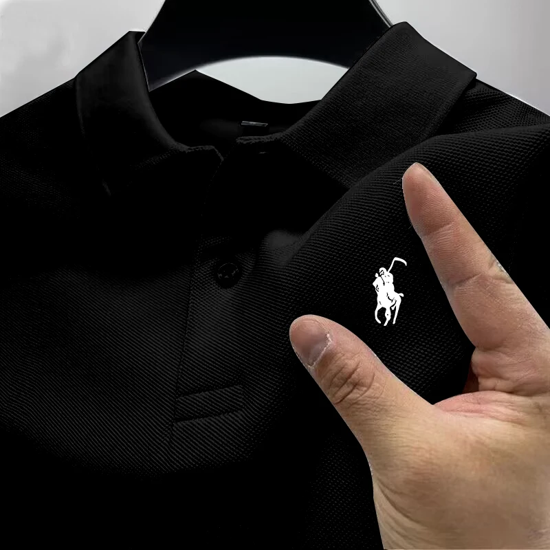 2025 New High Quality Men Cotton Short Sleeve T-Shirt Summer Luxury Brand Street Trend Leisure Business Polo Shirt