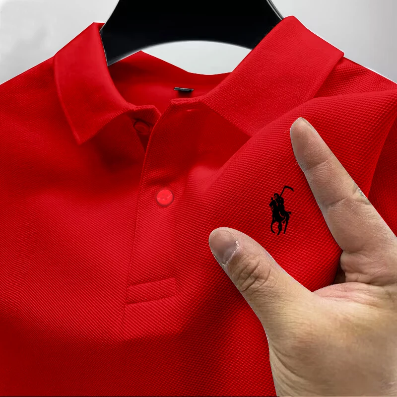 2025 New High Quality Men Cotton Short Sleeve T-Shirt Summer Luxury Brand Street Trend Leisure Business Polo Shirt