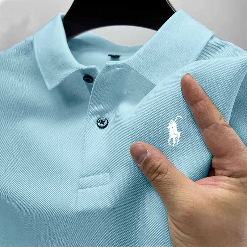 2025 New High Quality Men Cotton Short Sleeve T-Shirt Summer Luxury Brand Street Trend Leisure Business Polo Shirt