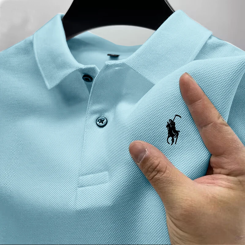 2025 New High Quality Men Cotton Short Sleeve T-Shirt Summer Luxury Brand Street Trend Leisure Business Polo Shirt