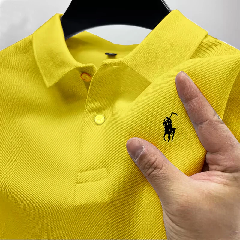 2025 New High Quality Men Cotton Short Sleeve T-Shirt Summer Luxury Brand Street Trend Leisure Business Polo Shirt