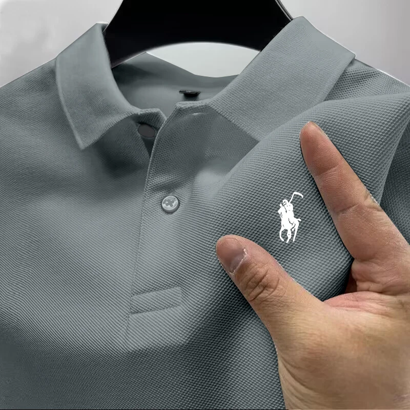 2025 New High Quality Men Cotton Short Sleeve T-Shirt Summer Luxury Brand Street Trend Leisure Business Polo Shirt