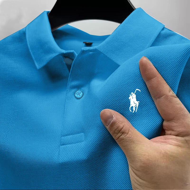 2025 New High Quality Men Cotton Short Sleeve T-Shirt Summer Luxury Brand Street Trend Leisure Business Polo Shirt
