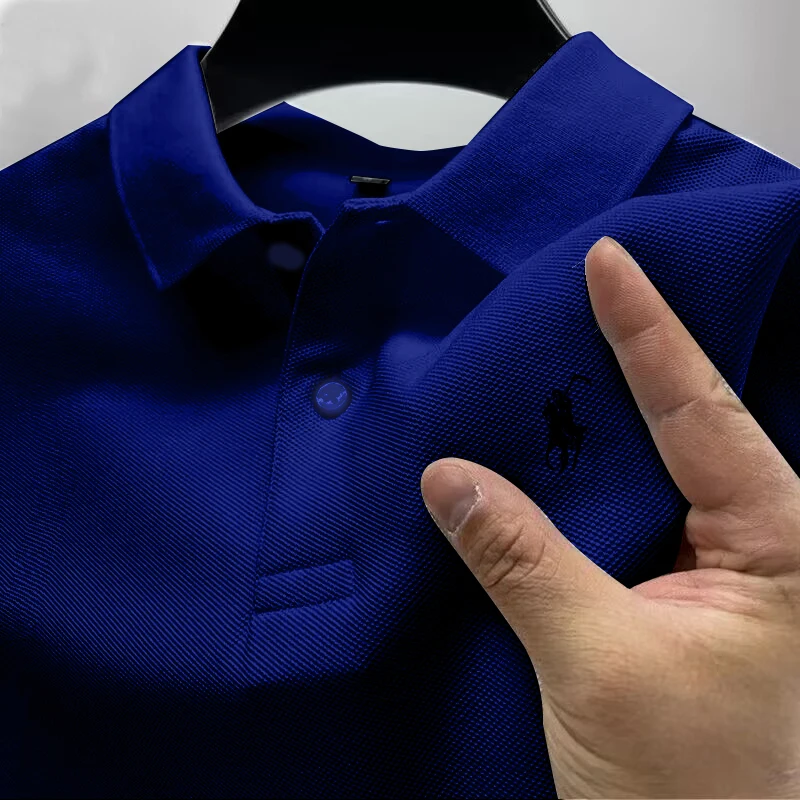 2025 New High Quality Men Cotton Short Sleeve T-Shirt Summer Luxury Brand Street Trend Leisure Business Polo Shirt