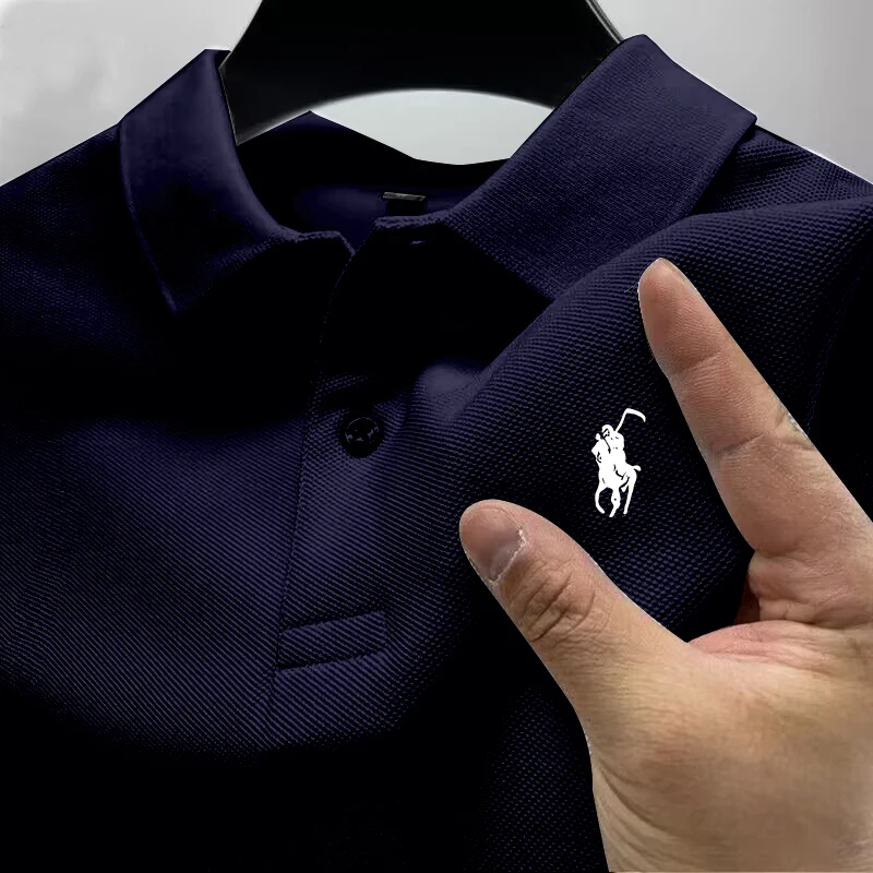 2025 New High Quality Men Cotton Short Sleeve T-Shirt Summer Luxury Brand Street Trend Leisure Business Polo Shirt
