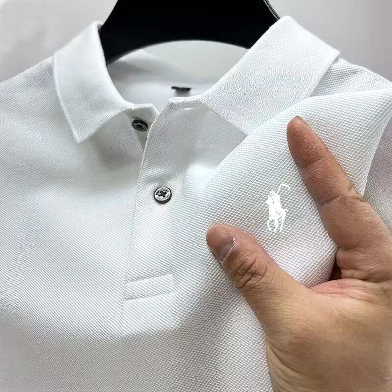 2025 New High Quality Men Cotton Short Sleeve T-Shirt Summer Luxury Brand Street Trend Leisure Business Polo Shirt