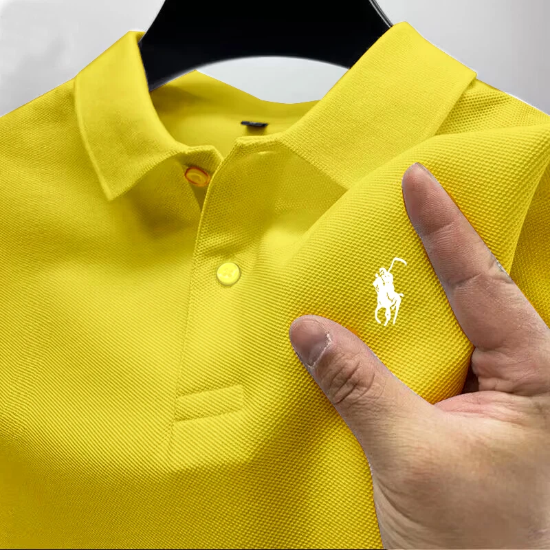 2025 New High Quality Men Cotton Short Sleeve T-Shirt Summer Luxury Brand Street Trend Leisure Business Polo Shirt