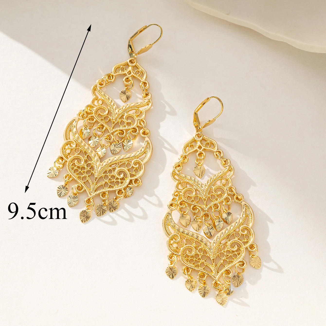 Muslim Moon Shape Drop Earrings Gold Color Arabic Middle East Women Jewelry Long Earring Luxury Wedding Gifts