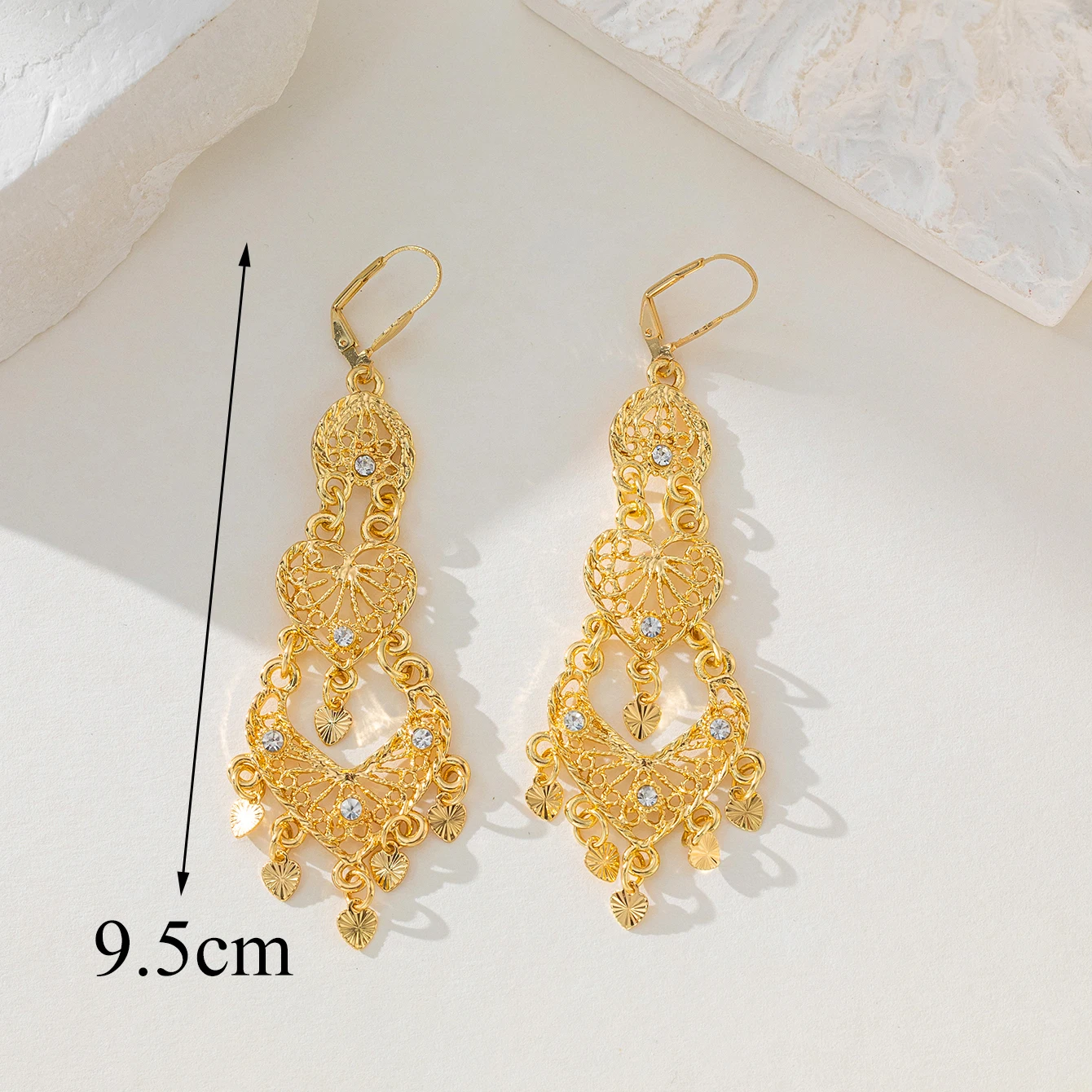 Muslim Moon Shape Drop Earrings Gold Color Arabic Middle East Women Jewelry Long Earring Luxury Wedding Gifts