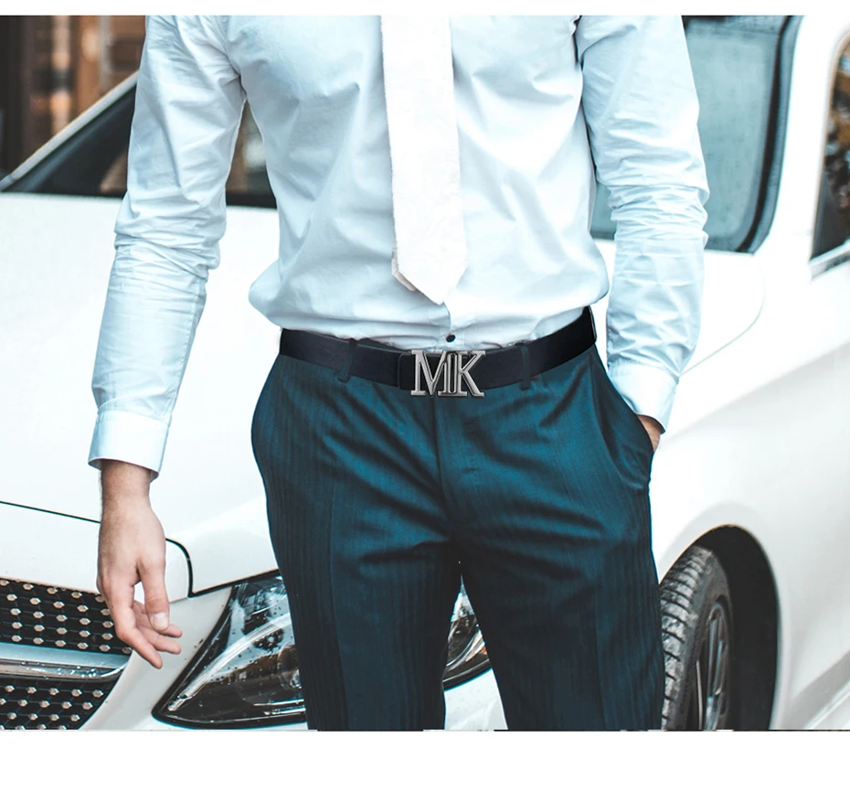 Maikun Men's Reversible PU Leather Dress Belt Rotated Black Buckle Belt Valentine's Day