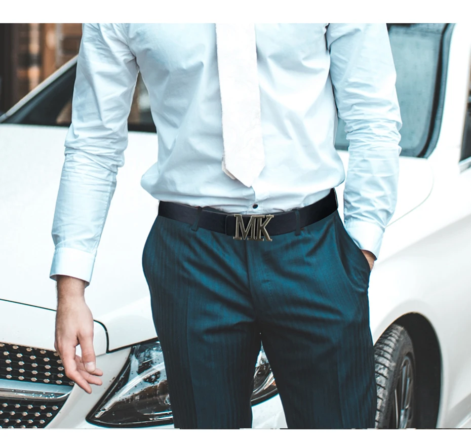 Maikun Men's Reversible PU Leather Dress Belt Rotated Black Buckle Belt Valentine's Day