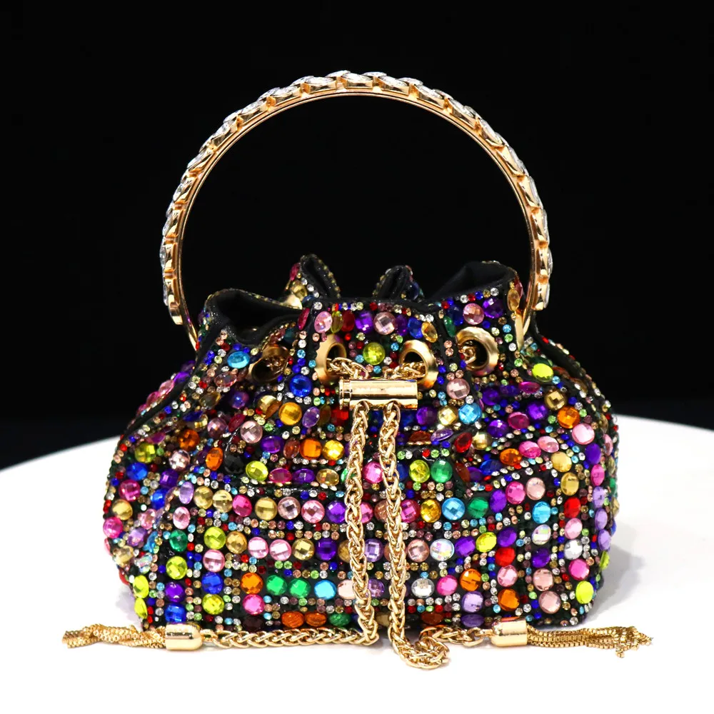 Venus Chan Pointed Toe Heels for Women 2023 Elegant Party Wine Color Full Diamond Pumps Italian Shoes and Bags Matching Set