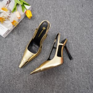2024Women's Cowhide High Heels Hollow Out Women's Shoes Fashionable and Sexy Office Sandals Iron Headed Banquet Party High Heels