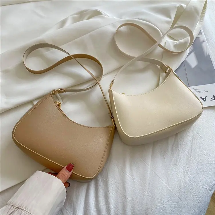 New Women's Fashion Handbags Retro Solid Color PU Leather Shoulder Underarm Bag Casual Women Hobos Handbags sac à main femme