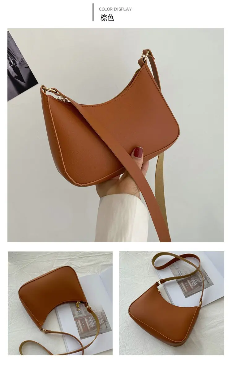 New Women's Fashion Handbags Retro Solid Color PU Leather Shoulder Underarm Bag Casual Women Hobos Handbags sac à main femme