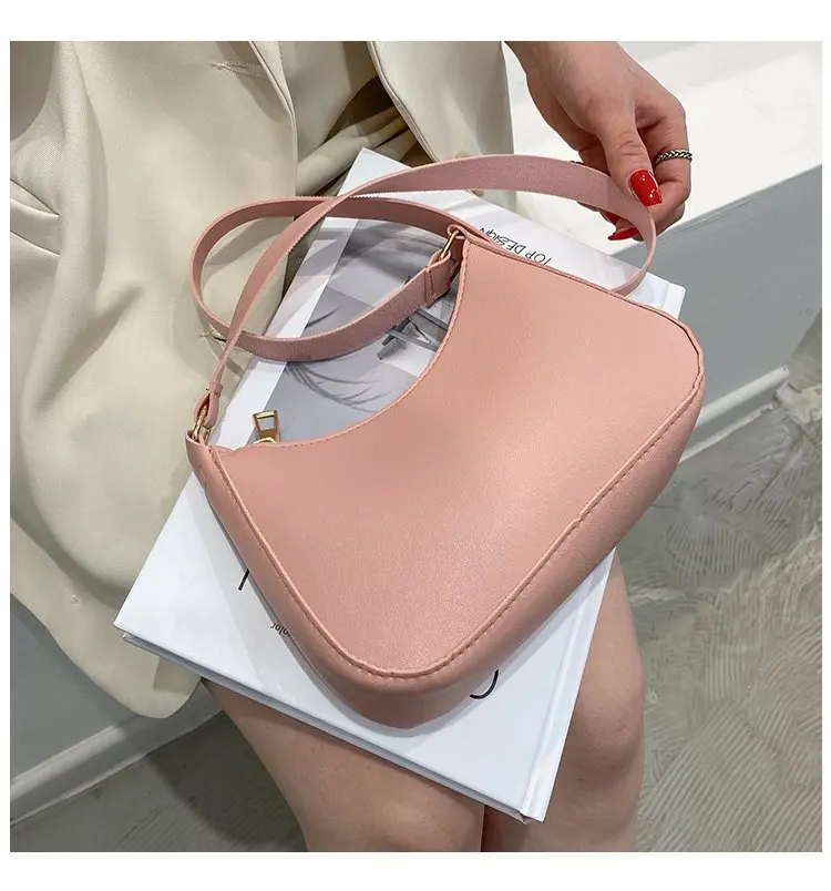 New Women's Fashion Handbags Retro Solid Color PU Leather Shoulder Underarm Bag Casual Women Hobos Handbags sac à main femme