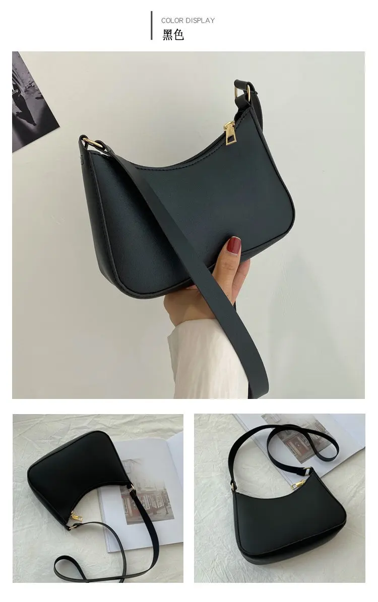 New Women's Fashion Handbags Retro Solid Color PU Leather Shoulder Underarm Bag Casual Women Hobos Handbags sac à main femme