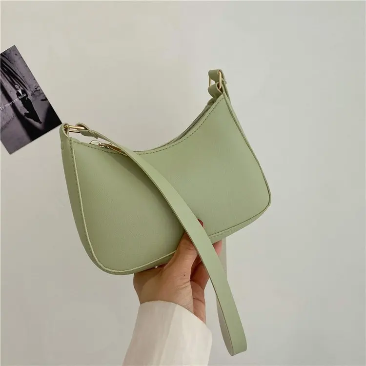 New Women's Fashion Handbags Retro Solid Color PU Leather Shoulder Underarm Bag Casual Women Hobos Handbags sac à main femme
