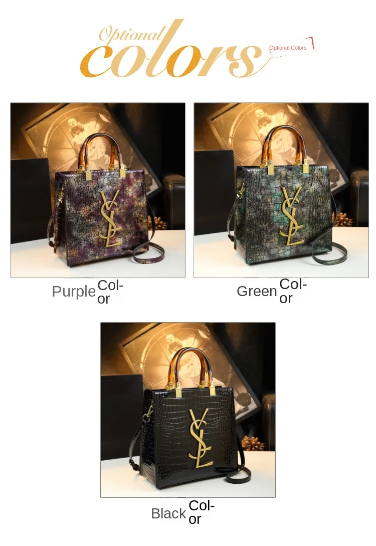 2025 New Arrival All-match Crocodile Pattern Atmospheric Middle-aged Women's Bag Large Capacity Portable Tote Bag Handbags