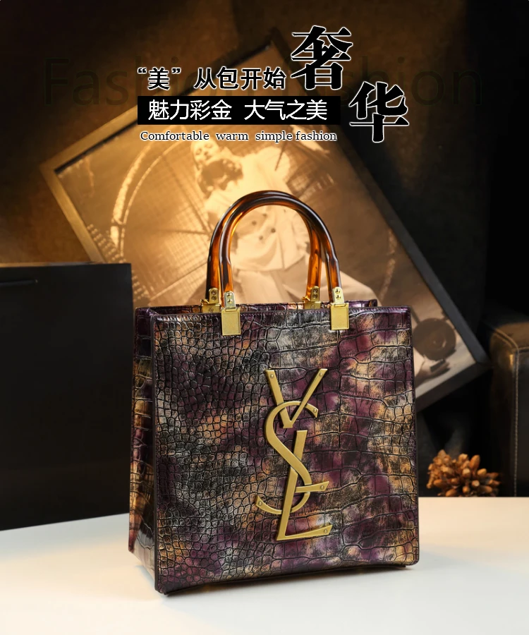2025 New Arrival All-match Crocodile Pattern Atmospheric Middle-aged Women's Bag Large Capacity Portable Tote Bag Handbags