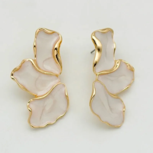 2PC Women's Fashion Forest Maple Leaf Dripping Oil Flower Earrings Sweet Temperament Light Luxury Colorful Petal Earrings-1198