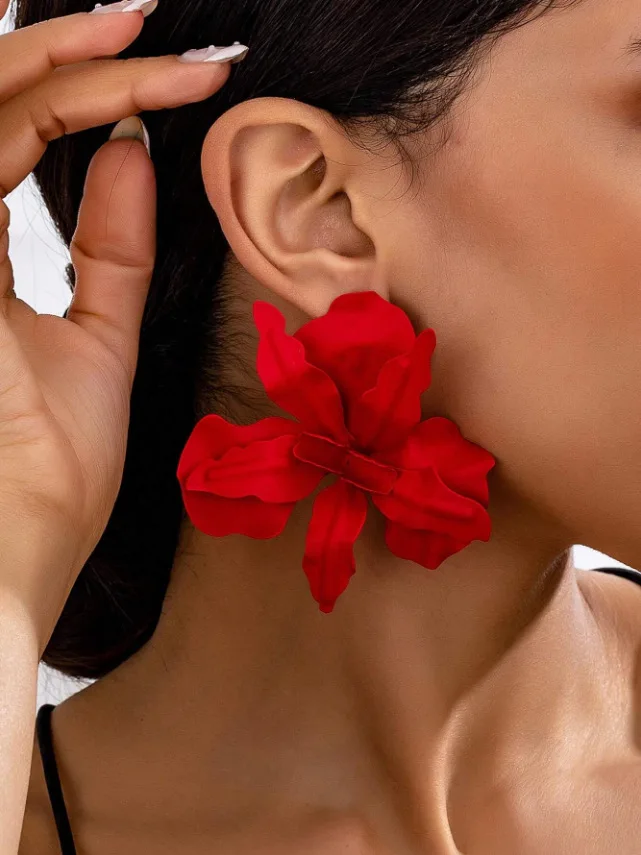 Purple Flower Earrings for Women Simple Fashion Ear Jewelry Accessories Hot Sale Party Gift 2024 New Style