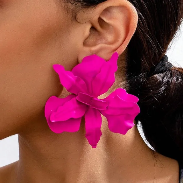 Purple Flower Earrings for Women Simple Fashion Ear Jewelry Accessories Hot Sale Party Gift 2024 New Style