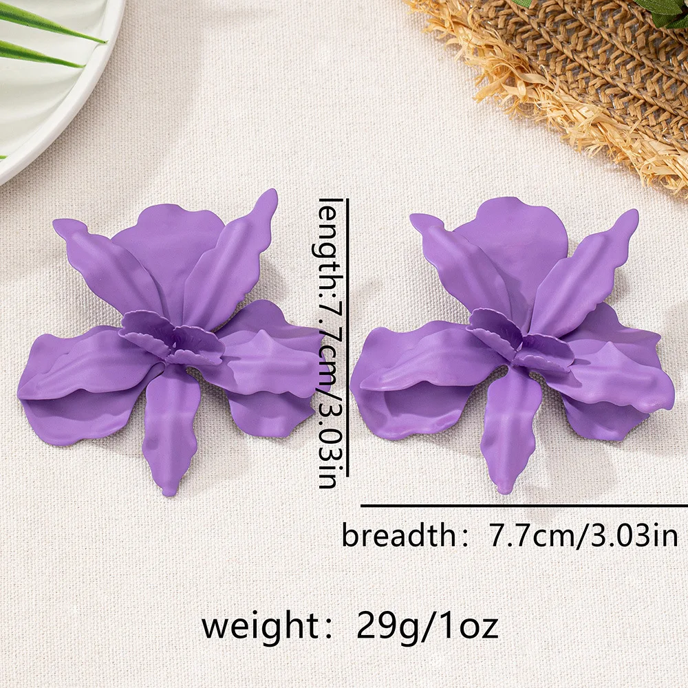Purple Flower Earrings for Women Simple Fashion Ear Jewelry Accessories Hot Sale Party Gift 2024 New Style