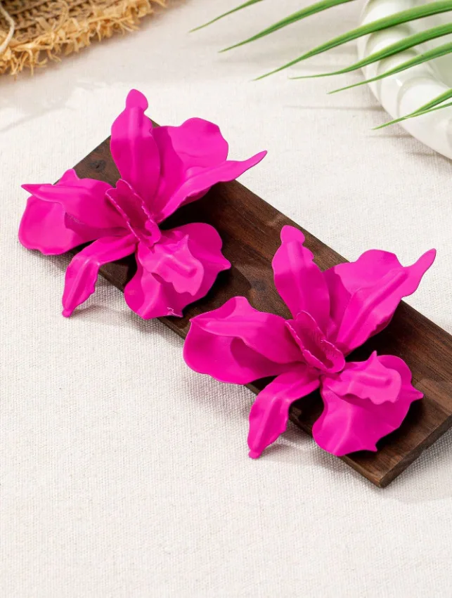 Purple Flower Earrings for Women Simple Fashion Ear Jewelry Accessories Hot Sale Party Gift 2024 New Style