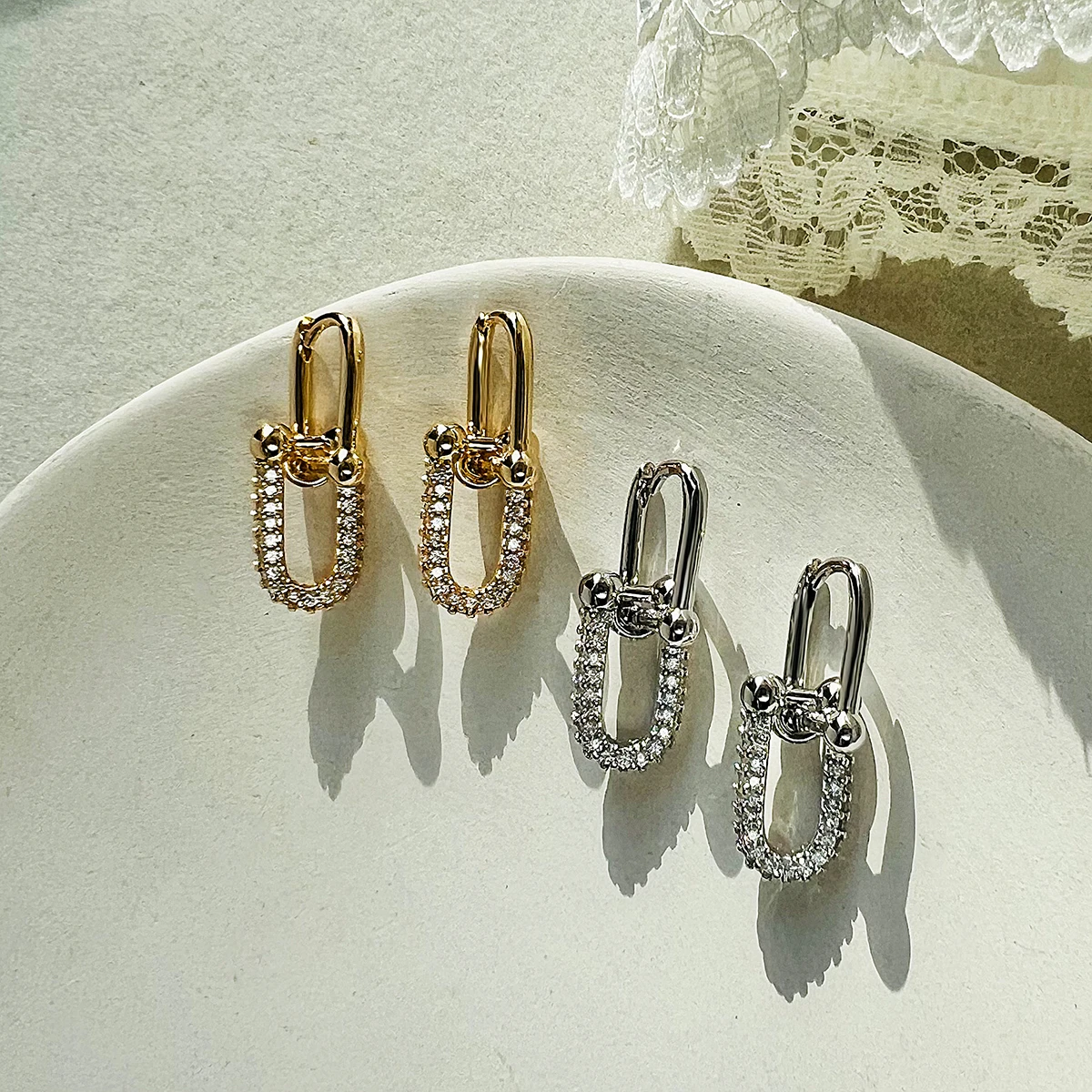 Mafisar Unique Design Gold/Silver Irregular Geometric Earrings Fashion Simple Zircon Earring Women Daily Party Jewelry Wholesale