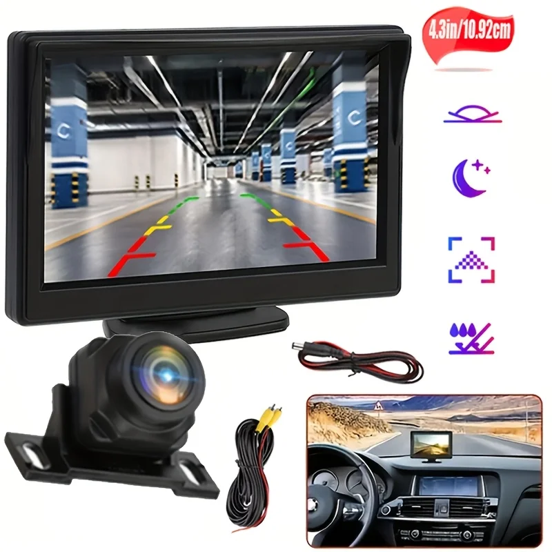 Car Backup Camera System with 10.92cm HD LCD Display - Easy Installation, Universal Fit  - Safety Parking Backup Camera